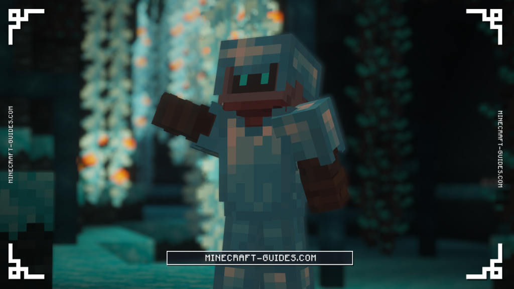 A player wearing a full set of Resonarium Armor from the Deeper and Darker mod