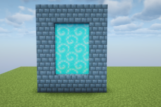An Everbright portal framed in Turquoise Stonebrick