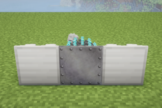 The Mob Masher from Mob Grinding Utils placed between two Iron Spikes