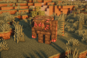 A Rotbeast from the Undergarden, a hulking brown creature with glowing red cracks