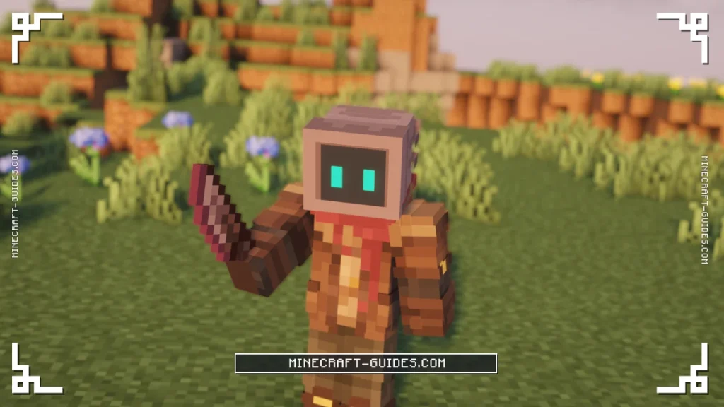 Close-up of the player holding a Netherite Knife