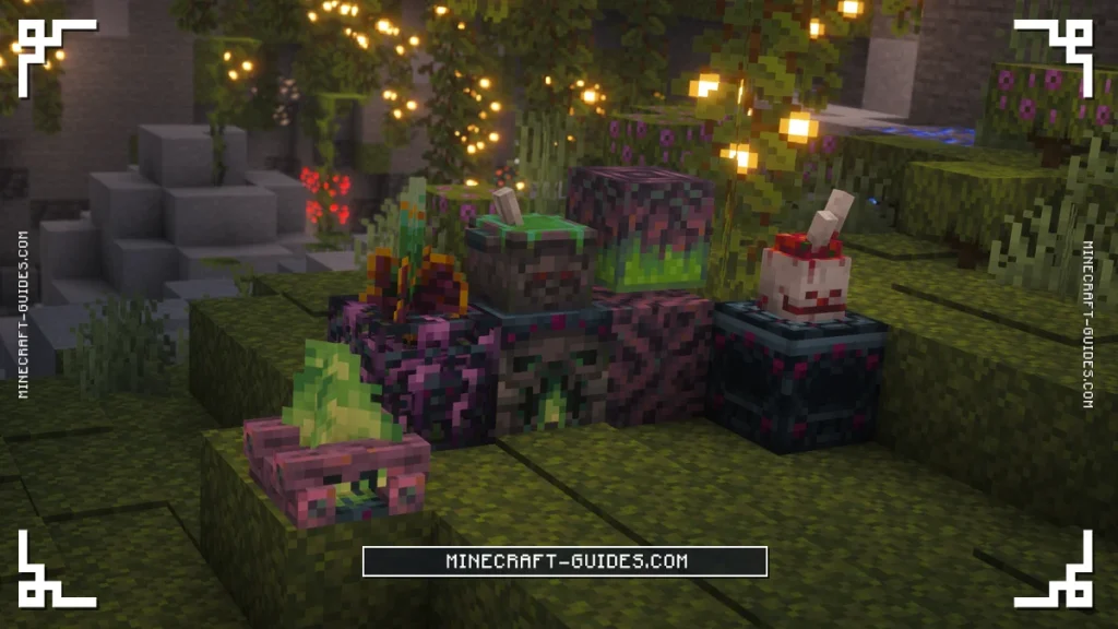 A Monster Pot on a lit Dungeon Stove beside a Rotten Spawner, Wormroots with a Wormouth, a Living Campfire and Ossobuco