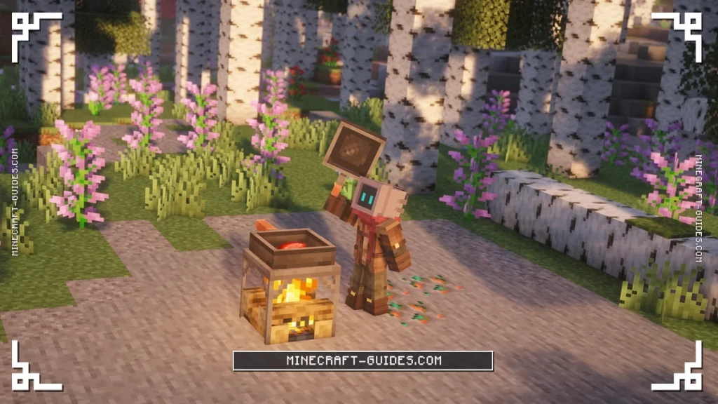 A Skillet frying Raw Beef on a Campfire while the player raises a Skillet