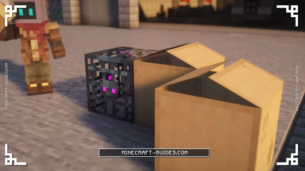 Two open Cardboard Boxes next to a Monster Spawner on a Mekanism airport apron