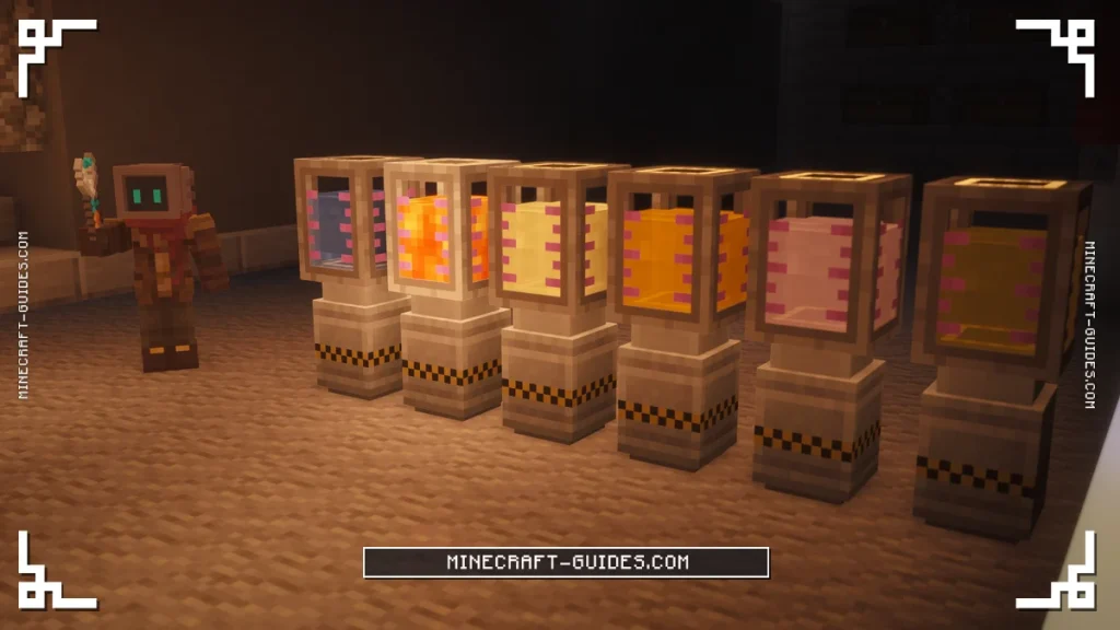 A row of Mekanism Chemical Tanks holding different chemicals with Fluid Tanks stacked on top