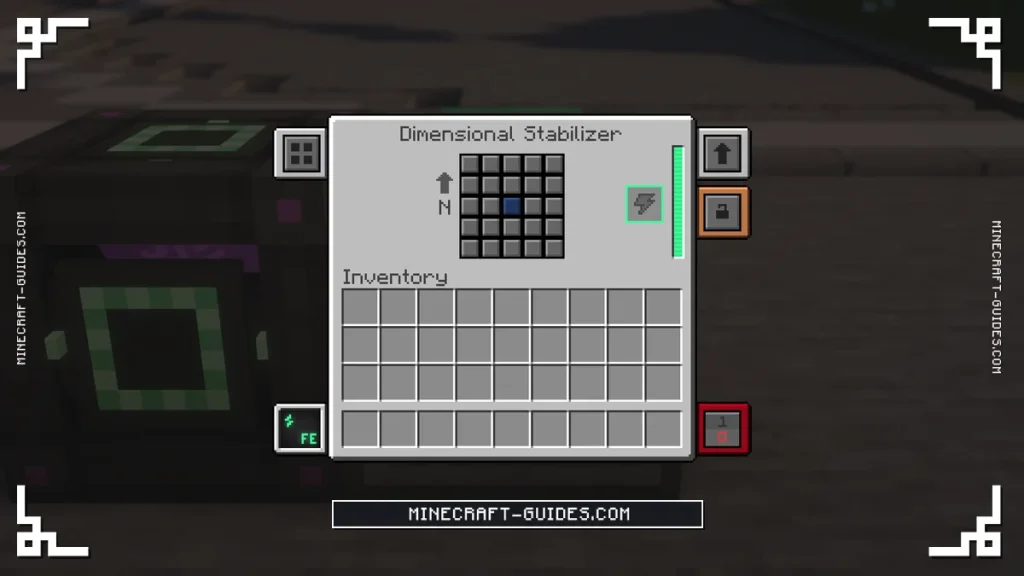 The Mekanism Dimensional Stabilizer screen with its chunk loading grid