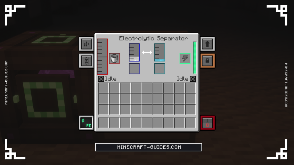 The Mekanism Electrolytic Separator screen splitting Water into Hydrogen and Oxygen