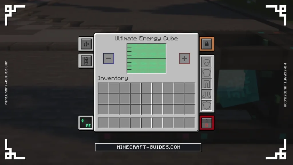 The Mekanism Ultimate Energy Cube screen with its energy bar full