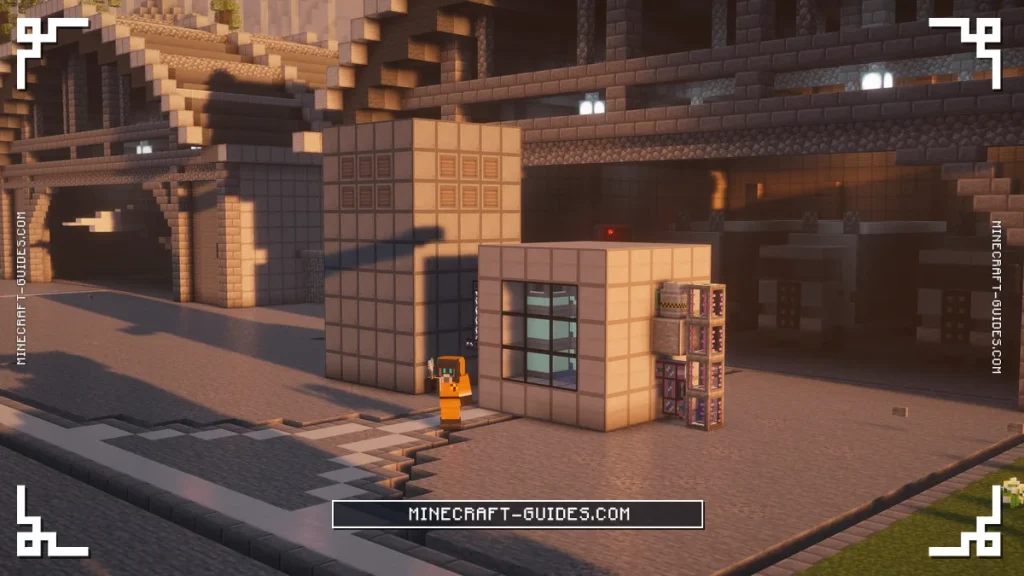 A statue in a Hazmat Suit beside a running Fission Reactor and Industrial Turbine in Mekanism