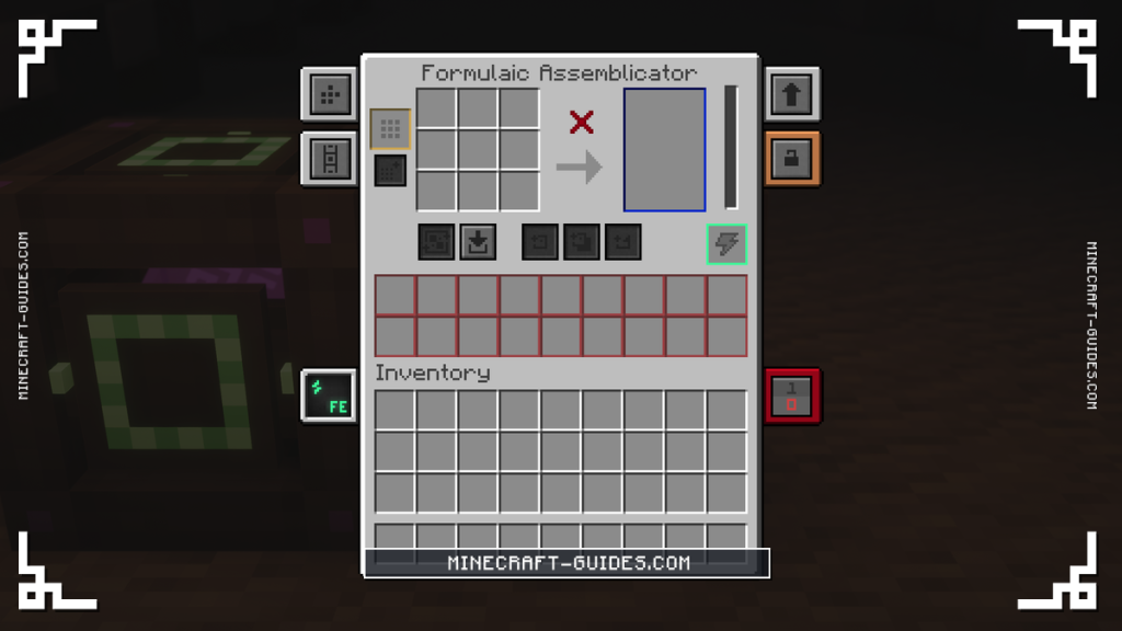 The Mekanism Formulaic Assemblicator screen with its crafting grid and formula slot