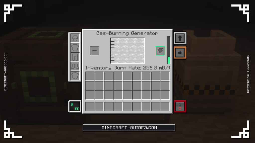 The Mekanism Gas-Burning Generator screen burning Hydrogen at 256 mB a tick