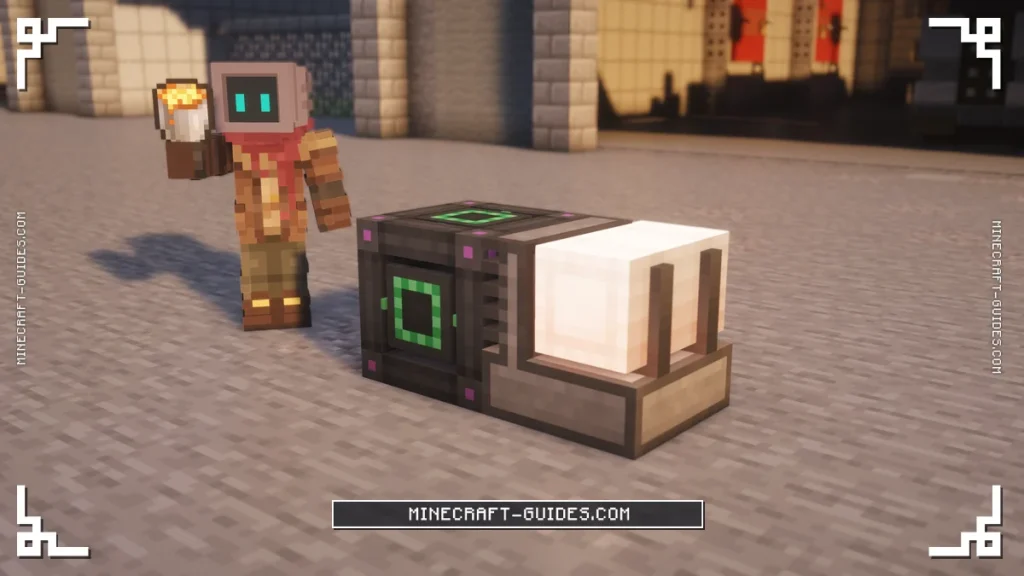 A Heat Generator burning Lava and powering an Energy Cube on a sunny Mekanism airport apron