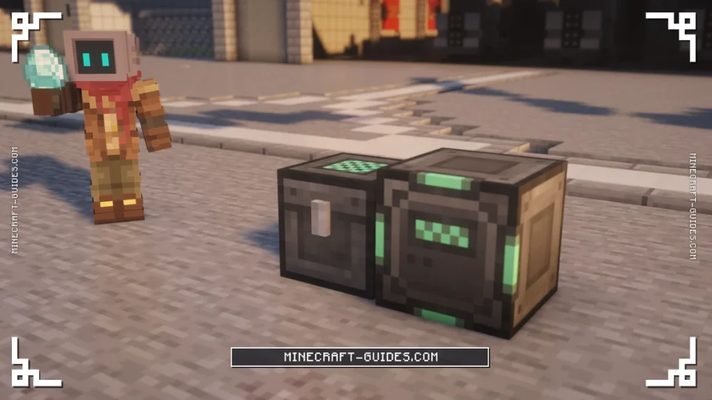A Personal Chest and a Personal Barrel side by side on a Mekanism airport apron