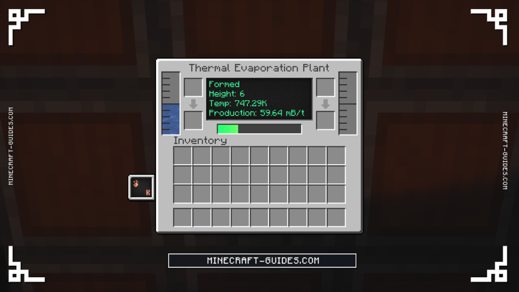 The Mekanism Thermal Evaporation Plant screen at 747 K making Brine from Water